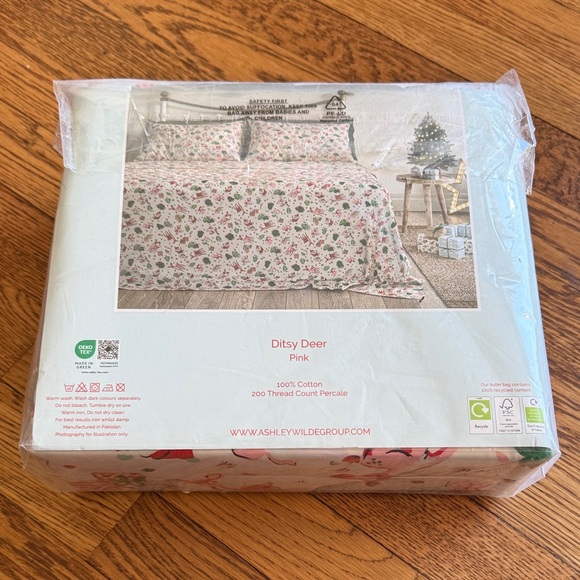 Cath Kidston Festive Ditsy Deer Print QUEEN Sheet Set NWT - Picture 2 of 2